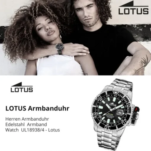 Lotus Herrenuhr Edelstahl Silikon schwarz Lotus Classic Armbanduhr UL18938/4