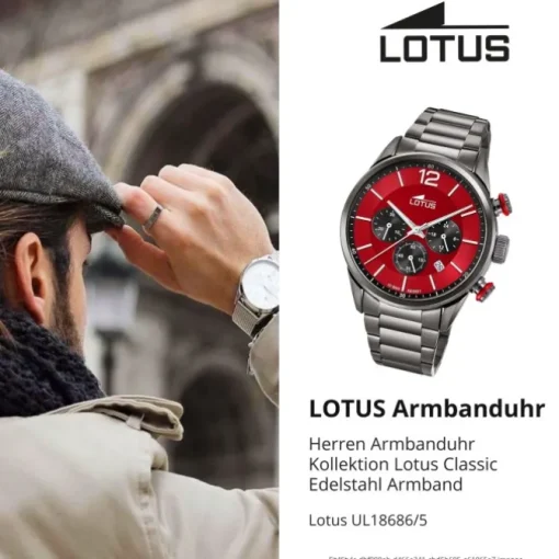 Lotus Herrenuhr Edelstahl schwarz Lotus Classic Armbanduhr UL18686/5