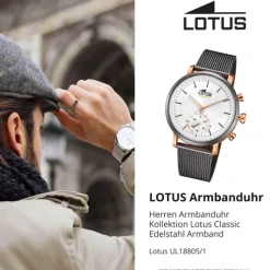 Lotus Herrenuhr Edelstahl grau Lotus Classic Armbanduhr UL18805/1