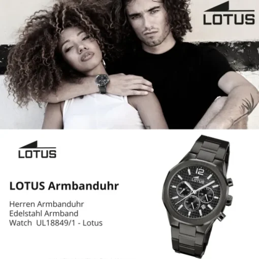 Lotus Herrenuhr Edelstahl schwarz Lotus Classic Armbanduhr UL18849/1