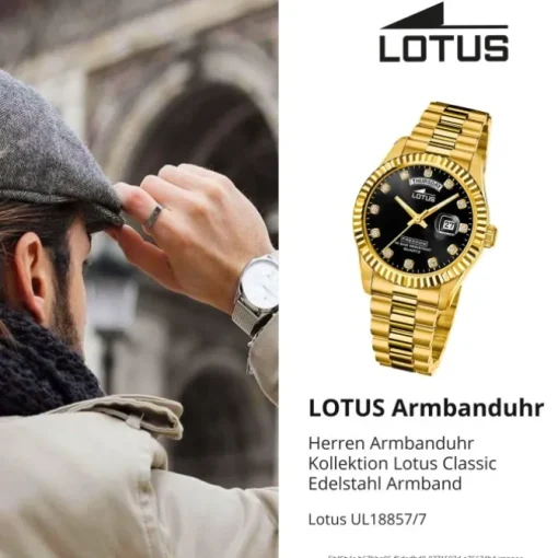 Lotus Herrenuhr Edelstahl gold Lotus Classic Armbanduhr UL18857/7