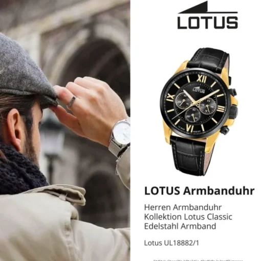 Lotus Herrenuhr Edelstahl schwarz Lotus Classic Armbanduhr UL18882/1
