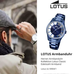 Lotus Herrenuhr Edelstahl blau Lotus Classic Armbanduhr UL18904/1