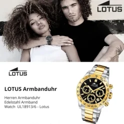 Lotus Herrenuhr Edelstahl silber gold Lotus Classic Armbanduhr UL18913/6