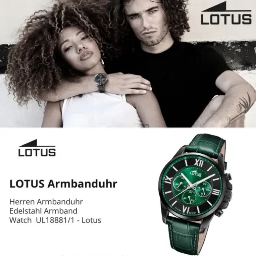 Lotus Herrenuhr Edelstahl grün Lotus Classic Armbanduhr UL18881/1