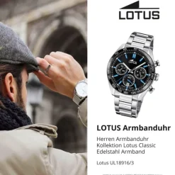 Lotus Herrenuhr Edelstahl silber Lotus Classic Armbanduhr UL18916/3