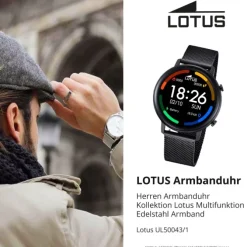 Lotus Herrenuhr Edelstahl Silikon schwarz Multifunktion Armbanduhr UL50043/1