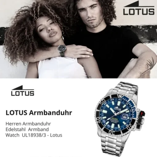 Lotus Herrenuhr Edelstahl Silikon silber blau Lotus Classic Armbanduhr UL18938/3