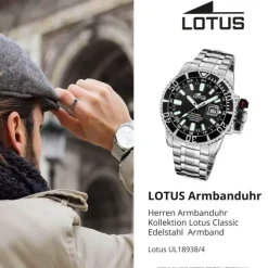 Lotus Herrenuhr Edelstahl Silikon schwarz Lotus Classic Armbanduhr UL18938/4
