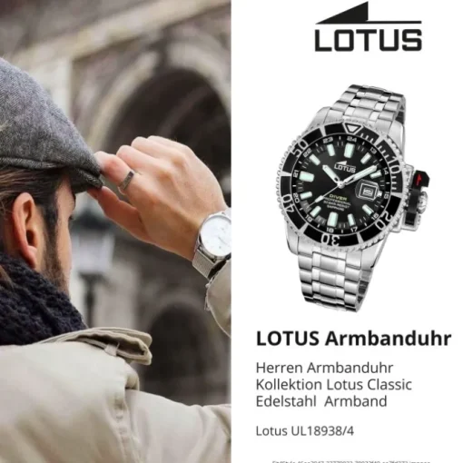 Lotus Herrenuhr Edelstahl Silikon schwarz Lotus Classic Armbanduhr UL18938/4