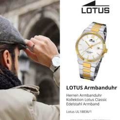 Lotus Herrenuhr Edelstahl silbergold Lotus Classic Armbanduhr UL18836/1