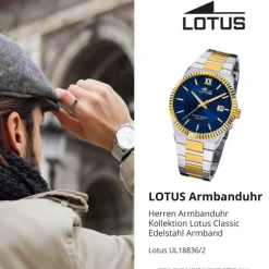 Lotus Herrenuhr Edelstahl silbergold Lotus Classic Armbanduhr UL18836/2
