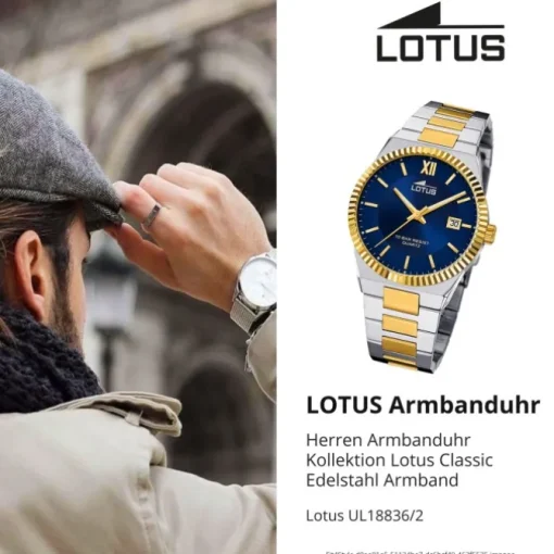 Lotus Herrenuhr Edelstahl silbergold Lotus Classic Armbanduhr UL18836/2