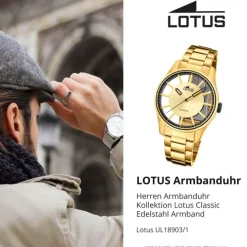 Lotus Herrenuhr Edelstahl gold Lotus Classic Armbanduhr UL18903/1