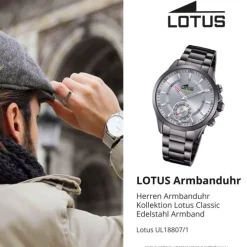 Lotus Herrenuhr Edelstahl grau Lotus Classic Armbanduhr UL18807/1