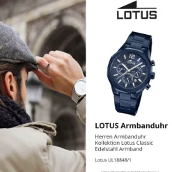 Lotus Herrenuhr Edelstahl blau Lotus Classic Armbanduhr UL18848/1