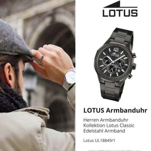 Lotus Herrenuhr Edelstahl schwarz Lotus Classic Armbanduhr UL18849/1