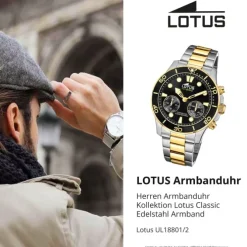 Lotus Herrenuhr Edelstahl silbergold Lotus Classic Armbanduhr UL18801/2