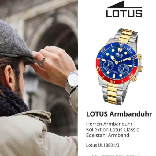 Lotus Herrenuhr Edelstahl silbergold Lotus Classic Armbanduhr UL18801/3