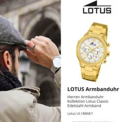 Lotus Herrenuhr Edelstahl gold Lotus Classic Armbanduhr UL18868/1