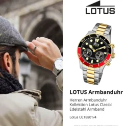 Lotus Herrenuhr Edelstahl silbergold Lotus Classic Armbanduhr UL18801/4