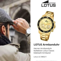 Lotus Herrenuhr Edelstahl gold Lotus Classic Armbanduhr UL18802/1