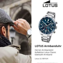 Lotus Herrenuhr Edelstahl silber Lotus Classic Armbanduhr UL18916/4