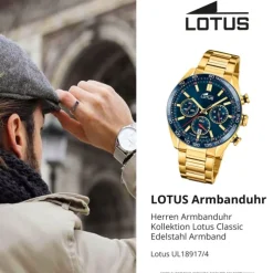 Lotus Herrenuhr Edelstahl gold Lotus Classic Armbanduhr UL18917/4