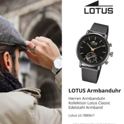 Lotus Herrenuhr Edelstahl grau Lotus Classic Armbanduhr UL18806/1
