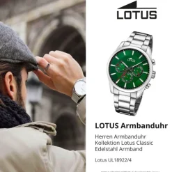 Lotus Herrenuhr Edelstahl silber Lotus Classic Armbanduhr UL18922/4