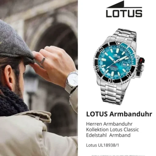 Lotus Herrenuhr Edelstahl Silikon hellblau Lotus Classic Armbanduhr UL18938/1