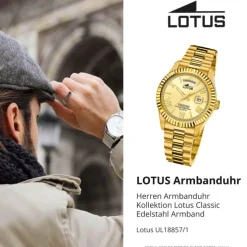 Lotus Herrenuhr Edelstahl gold Lotus Classic Armbanduhr UL18857/1