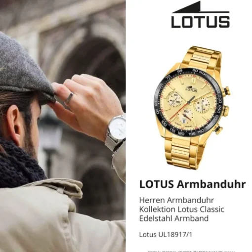 Lotus Herrenuhr Edelstahl gold Lotus Classic Armbanduhr UL18917/1
