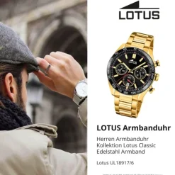 Lotus Herrenuhr Edelstahl gold Lotus Classic Armbanduhr UL18917/6