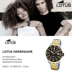 Lotus Herrenuhr Excellent Armbanduhr Edelstahl silber gold UL18652/4