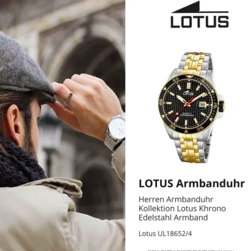 Lotus Herrenuhr Excellent Armbanduhr Edelstahl silber gold UL18652/4