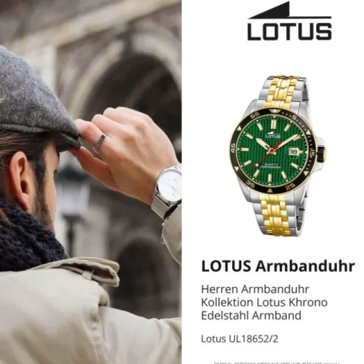 Lotus Herrenuhr Excellent Armbanduhr Edelstahl silber gold UL18652/2