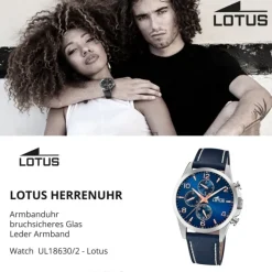 Lotus Herrenuhr Khrono Armbanduhr Leder blau UL18630/2