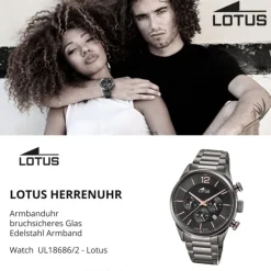 Lotus Herrenuhr Khrono Armbanduhr Edelstahl schwarz UL18686/2