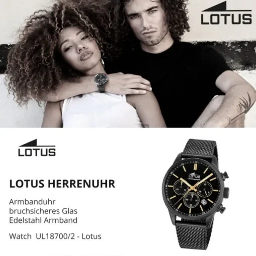 Lotus Herrenuhr Khrono Armbanduhr Edelstahl schwarz UL18700/2