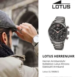 Lotus Herrenuhr Khrono Armbanduhr Edelstahl schwarz UL18686/2