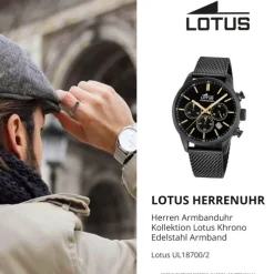 Lotus Herrenuhr Khrono Armbanduhr Edelstahl schwarz UL18700/2