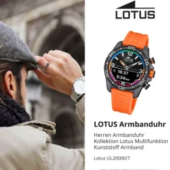 Lotus Herrenuhr Kunststoff orange Lotus Multifunktion Armbanduhr UL20000/7