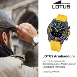 Lotus Herrenuhr Kunststoff gelb Lotus Multifunktion Armbanduhr UL20000/8