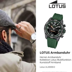 Lotus Herrenuhr Kunststoff Grün Lotus Multifunktion Armbanduhr UL20000/2