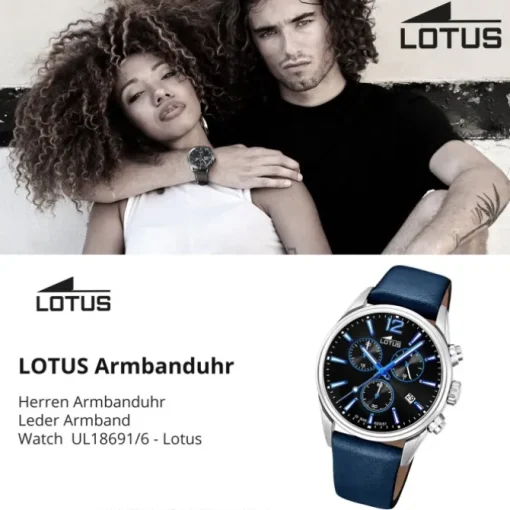 Lotus Herrenuhr Leder blau Lotus Classic Armbanduhr UL18691/6