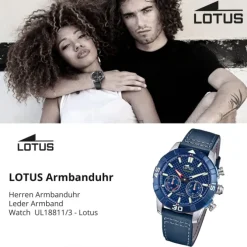 Lotus Herrenuhr Leder blau Lotus Classic Armbanduhr UL18811/3
