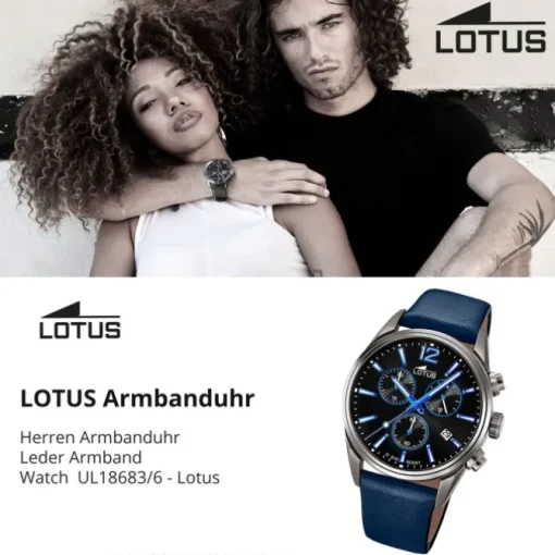 Lotus Herrenuhr Leder blau Lotus Classic Armbanduhr UL18683/6