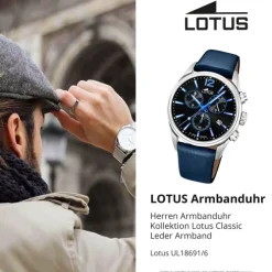 Lotus Herrenuhr Leder blau Lotus Classic Armbanduhr UL18691/6