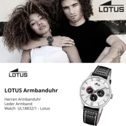 Lotus Herrenuhr Leder schwarz Lotus Classic Armbanduhr UL18832/1